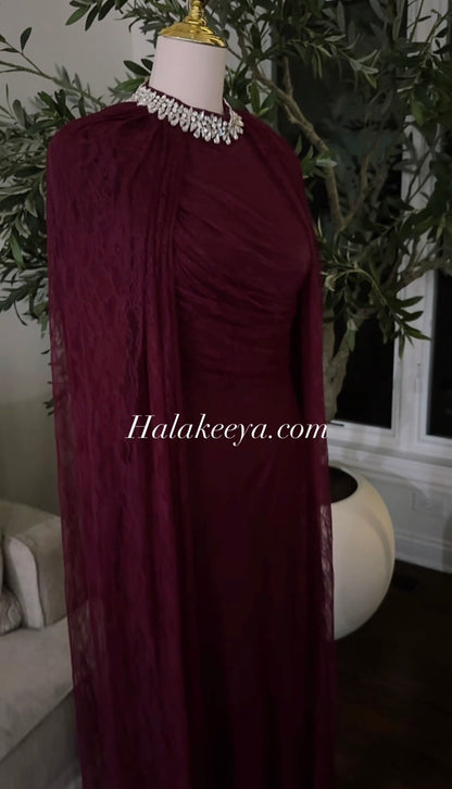 Crystal Grace Gown Turtle neck Lace Evening Dress