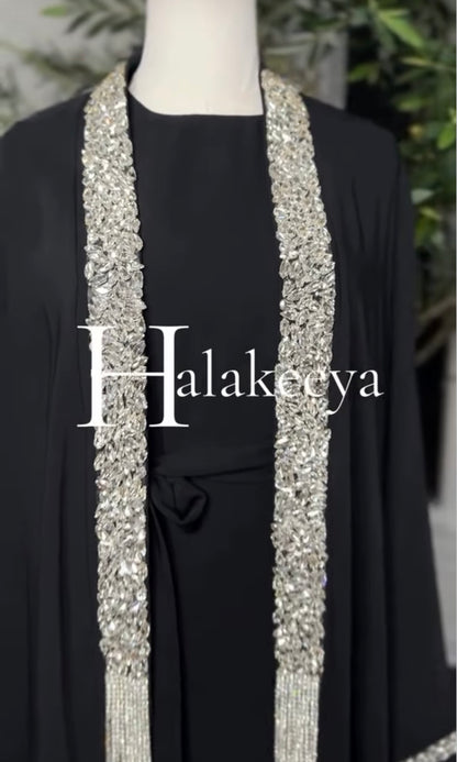 luxury 3-piece embellished crystal abaya Set
