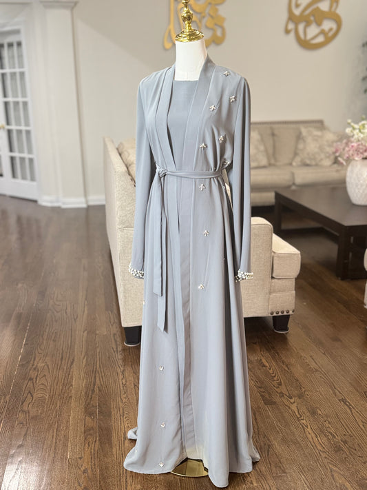 Embellished pearls abaya set