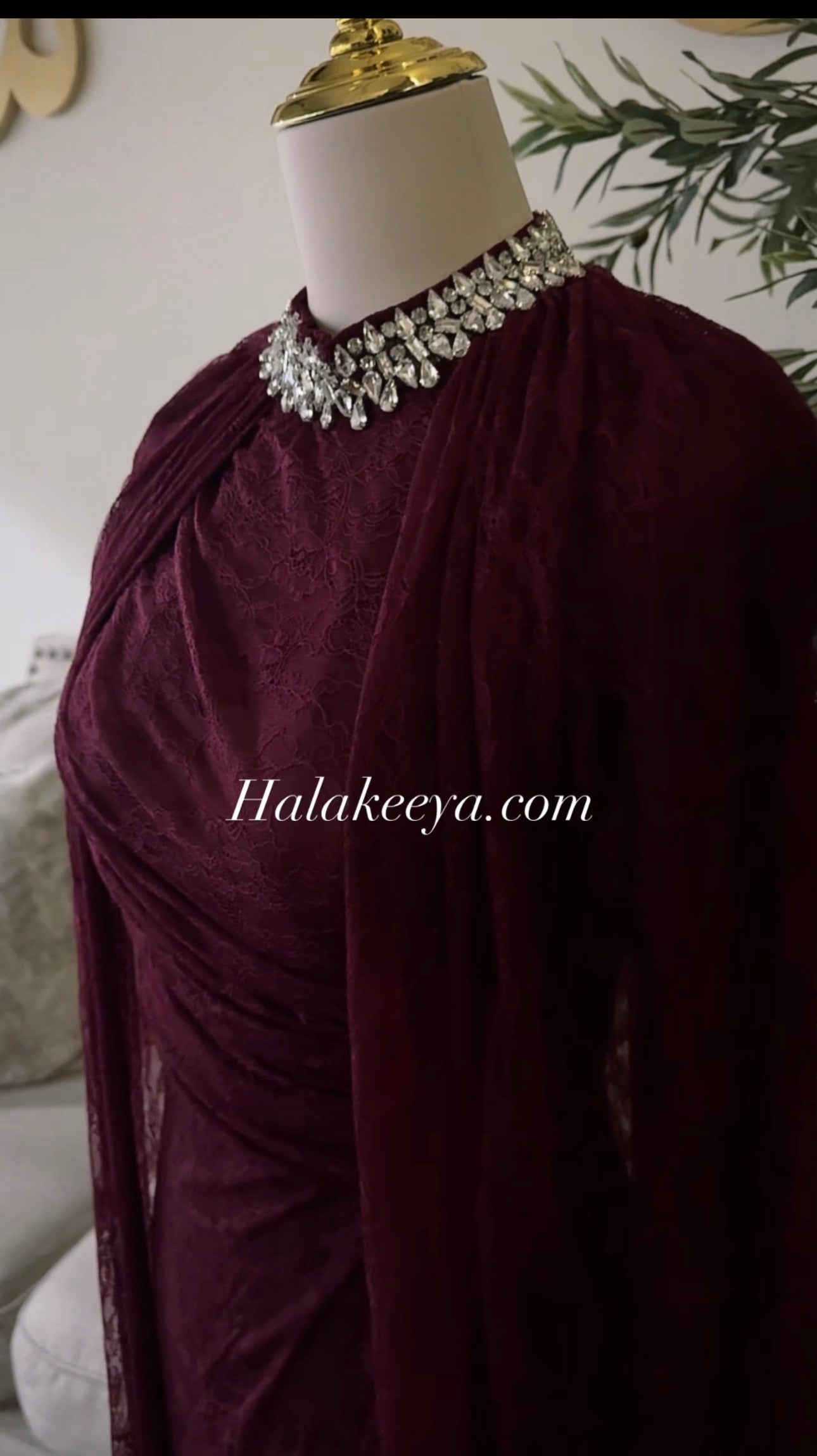 Crystal Grace Gown Turtle neck Lace Evening Dress