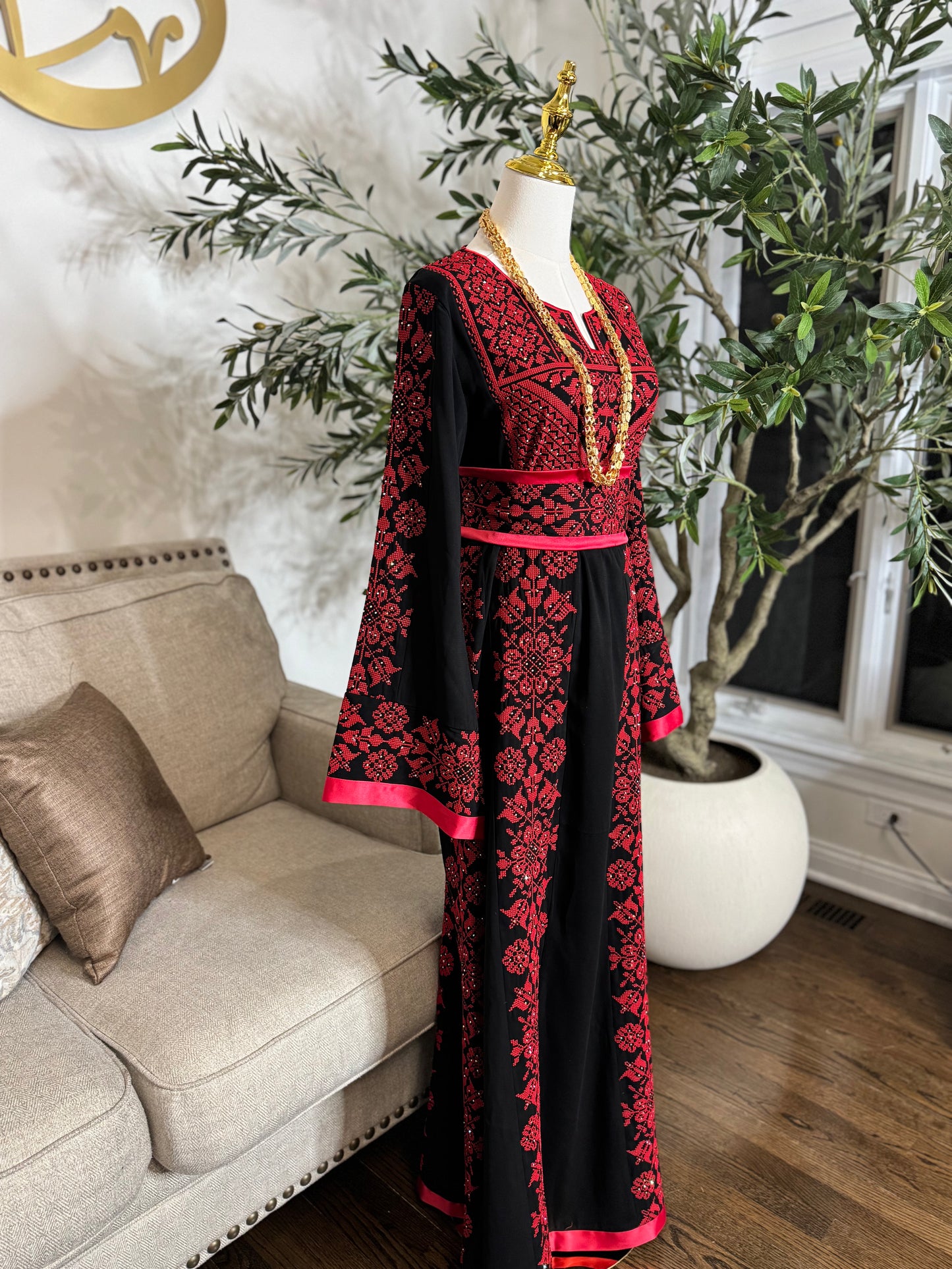Palestinian Red Tatreez Traditional Thobe