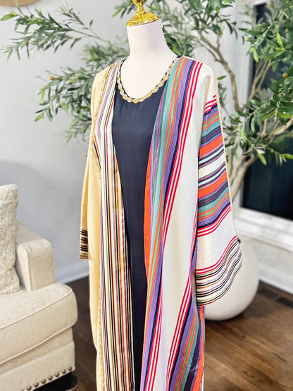 Butterfly oversized Crystal Beaded Modest traditional fabric shamigh Bisht Abaya set Bisht