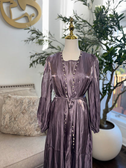 Organza Pearl kimono two-piece Abaya