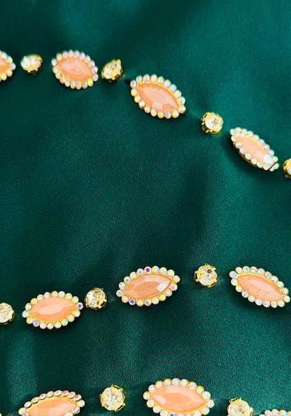 Embellished Open Abaya With Handwork Glass Beads wide Sleeves