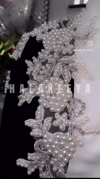 Handwork Beaded Chest and Shoulders open Abaya