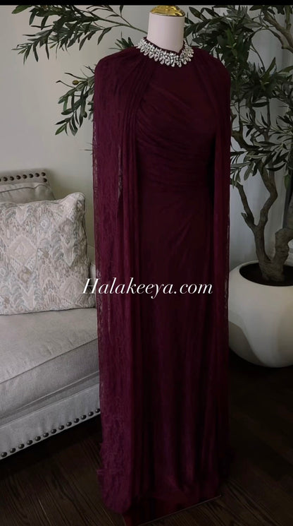Crystal Grace Gown Turtle neck Lace Evening Dress