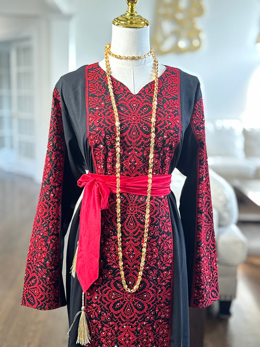 2 pcs Palestinian Embroidered Thobe Dress