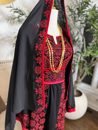 Palestinian Red Tatreez Traditional Thobe