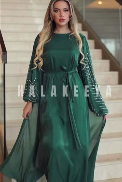 Organza beaded kimono two-piece Abaya