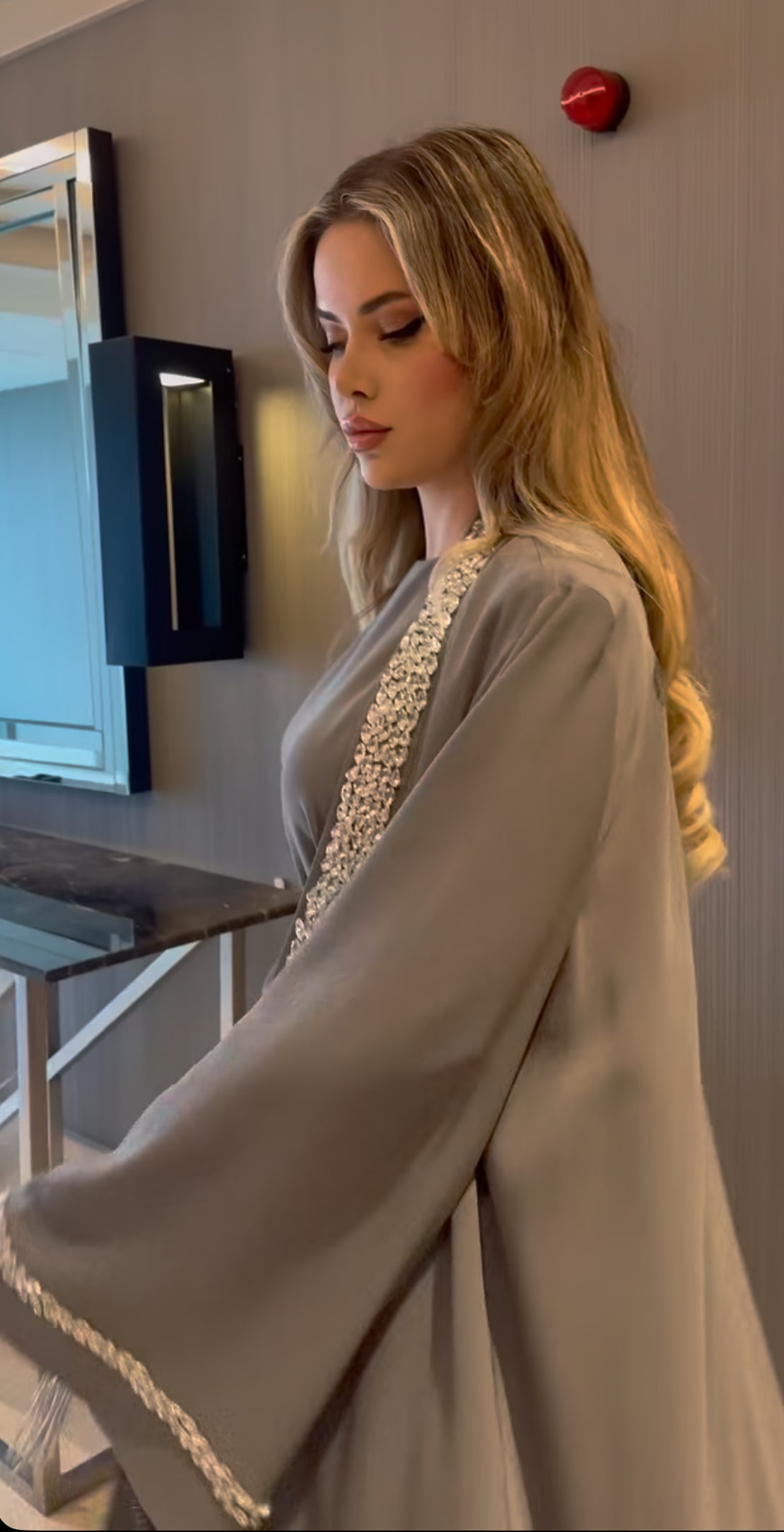 luxury 3-piece embellished crystal abaya