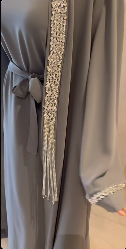 luxury 3-piece embellished crystal abaya