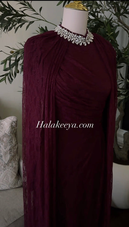 Crystal Grace Gown Turtle neck Lace Evening Dress