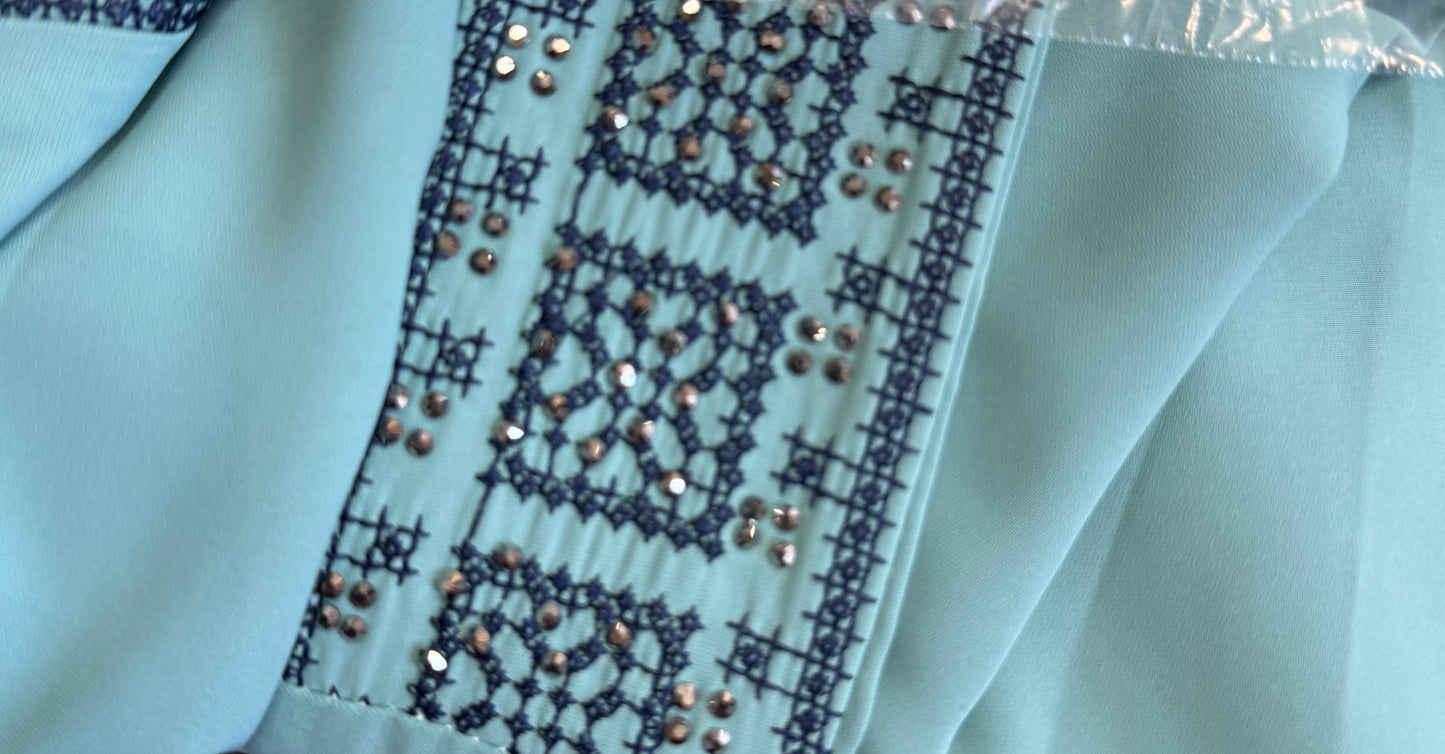 3 pcs Palestinian traditional embroidered tatreez open abaya Thobe