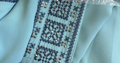 3 pcs Palestinian traditional embroidered tatreez open abaya Thobe