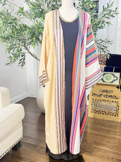 Butterfly oversized Crystal Beaded Modest traditional fabric shamigh Bisht Abaya set Bisht