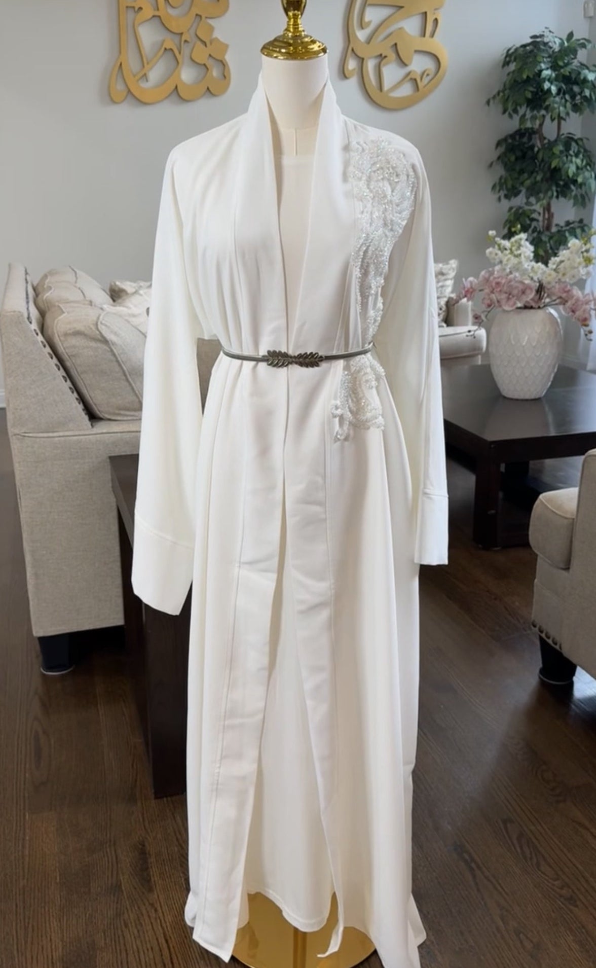 Embroidered Embellished Open Abaya