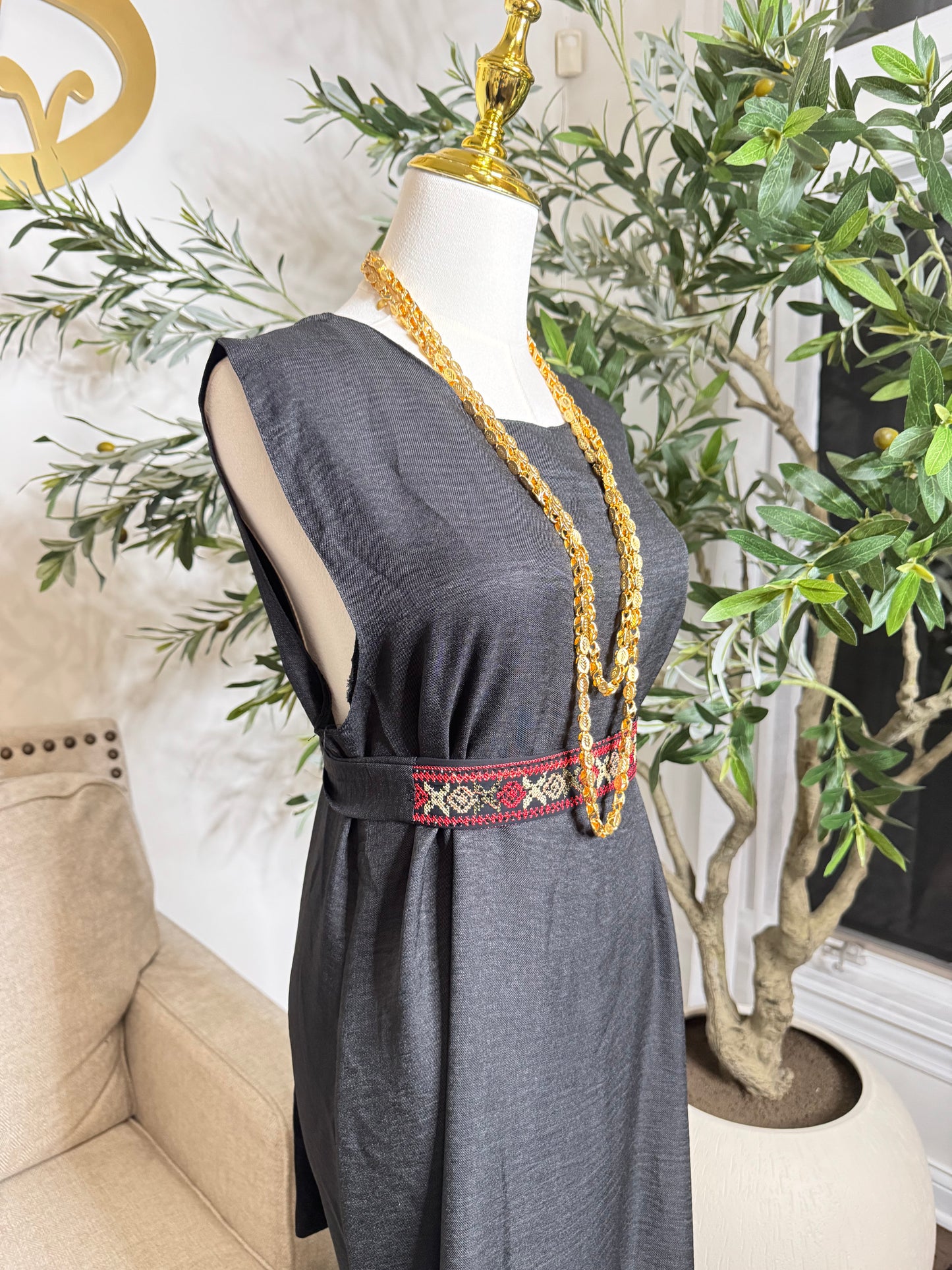 3 pcs Palestinian traditional embroidered tatreez open abaya Thobe