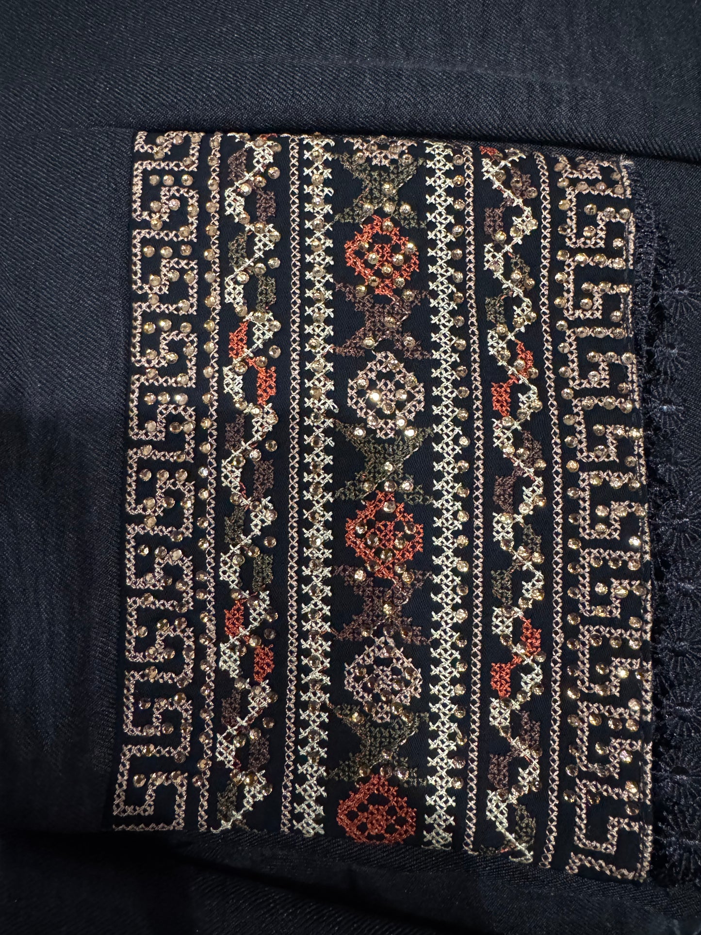 3 pcs Palestinian traditional embroidered tatreez open abaya Thobe