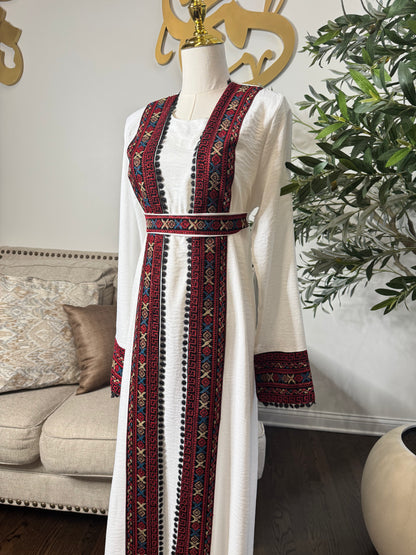 3 pcs Palestinian traditional embroidered tatreez open abaya Thobe