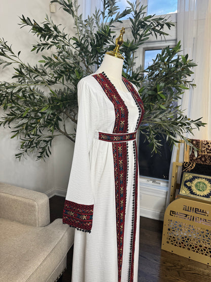 3 pcs Palestinian traditional embroidered tatreez open abaya Thobe