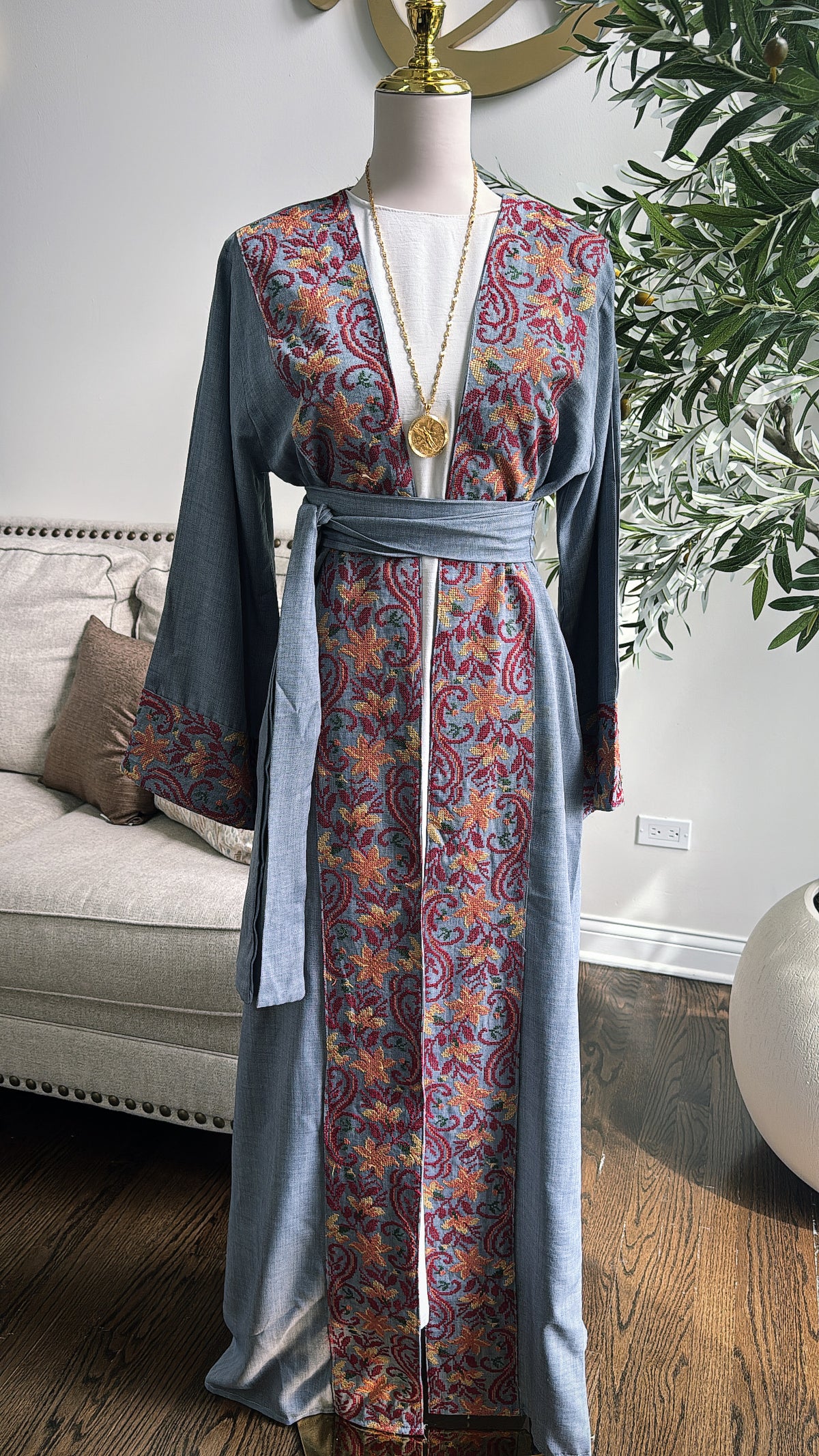 Embroidered open Abaya