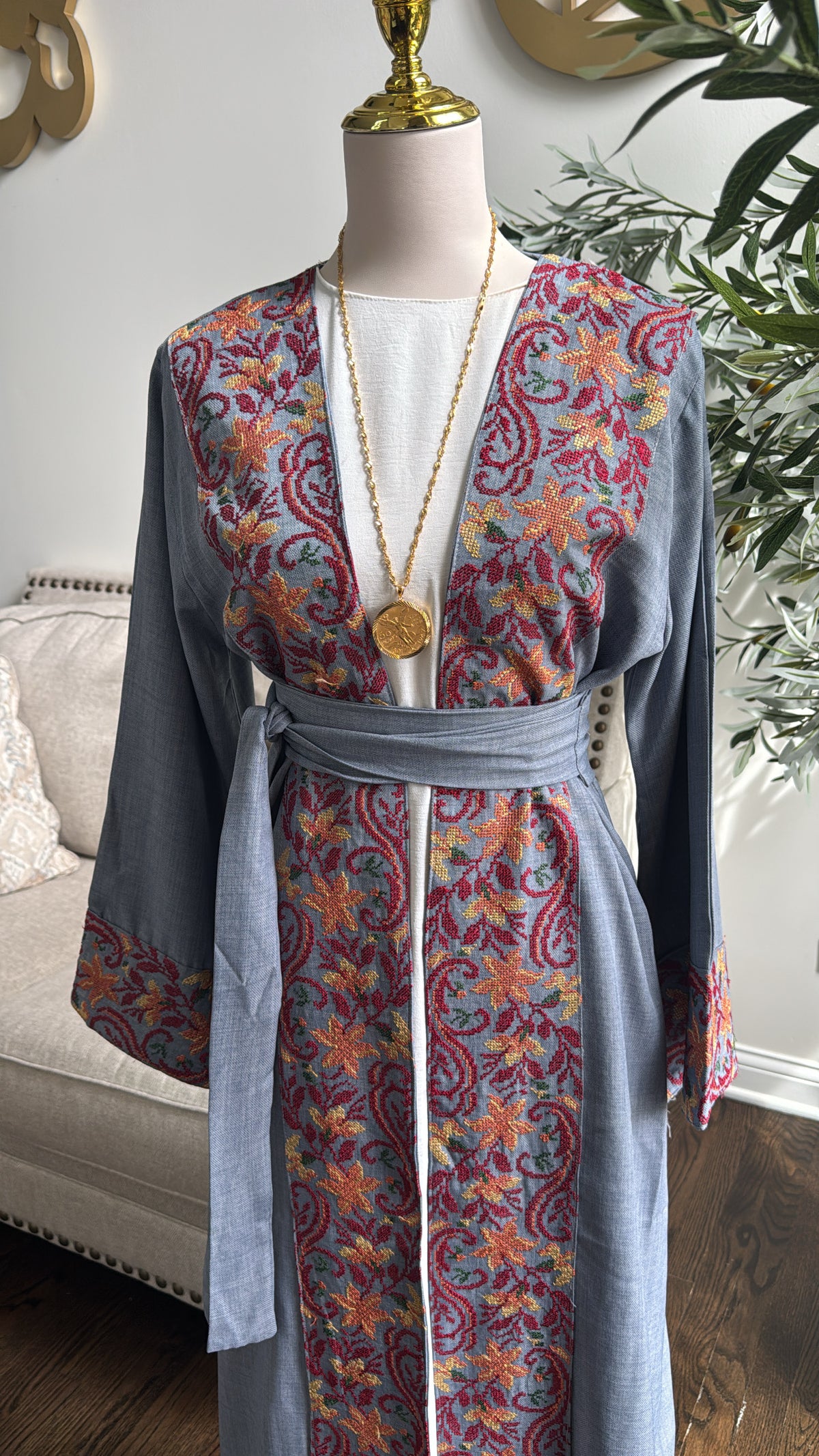 Embroidered open Abaya