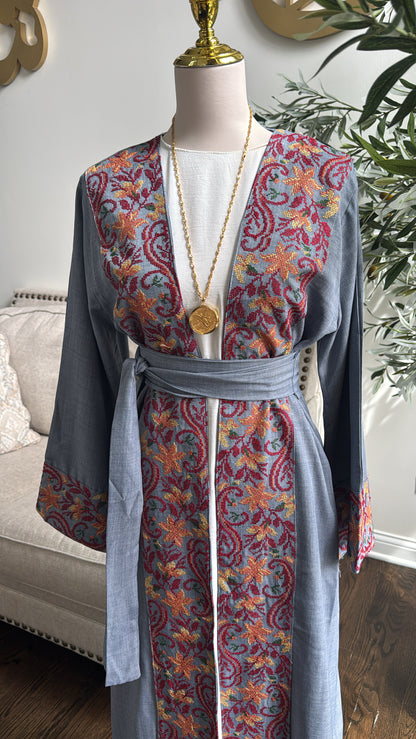Embroidered open Abaya