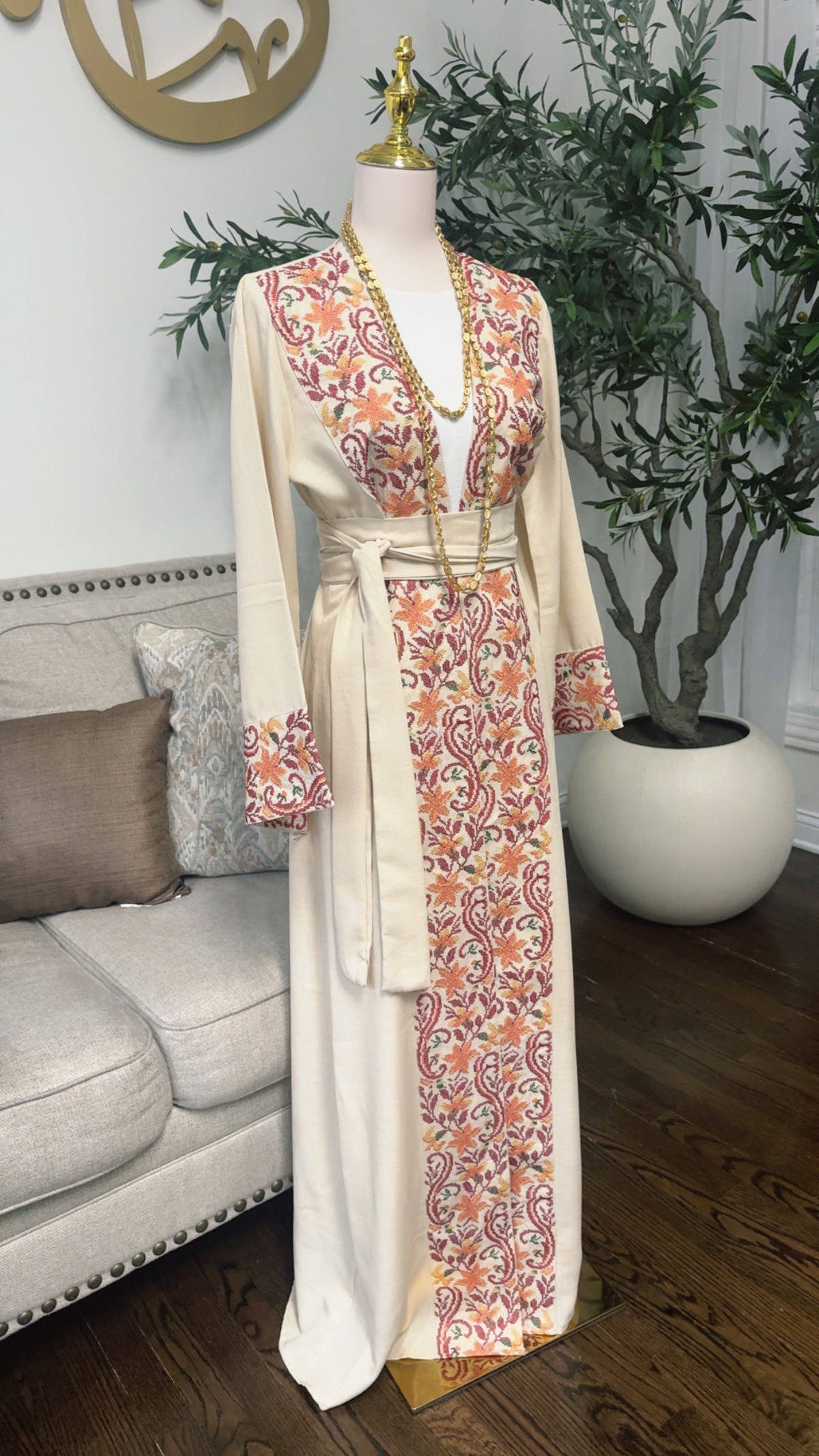 Embroidered open Abaya