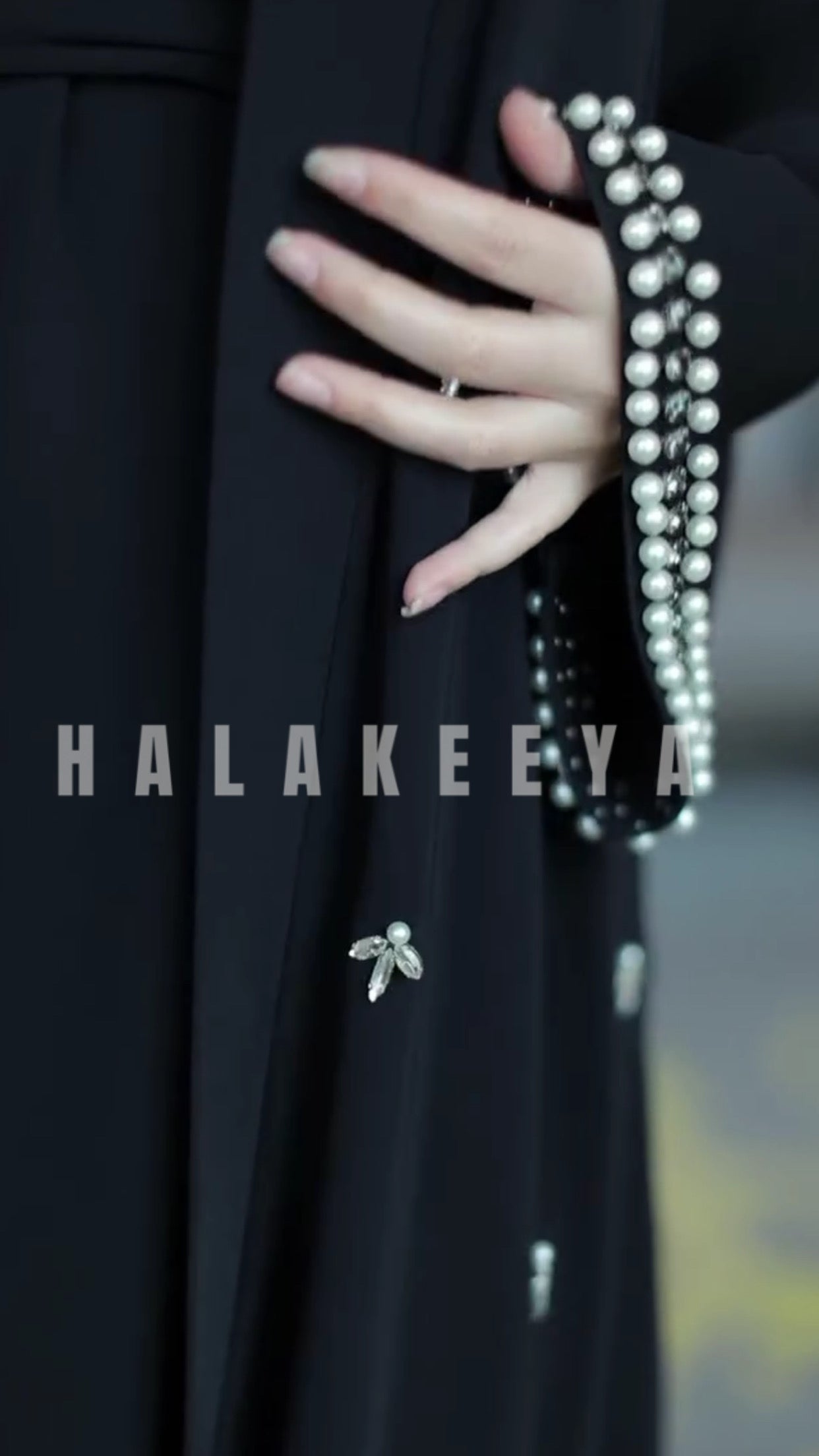 Embellished pearls abaya set