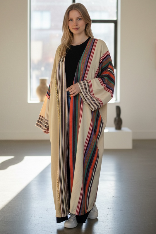 Butterfly oversized Crystal Beaded Modest traditional fabric shamigh Bisht Abaya set