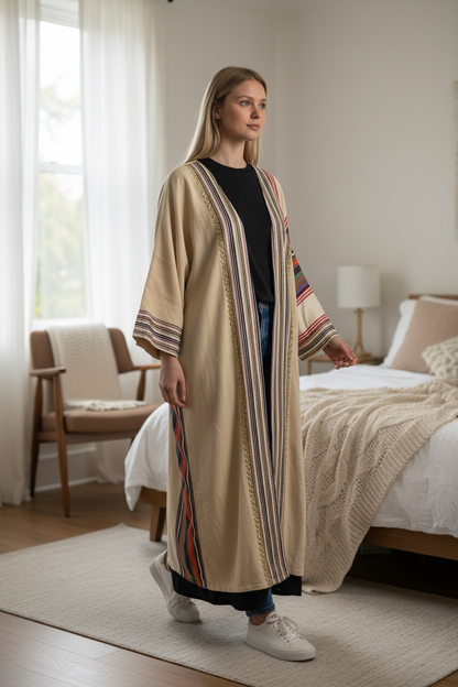 Butterfly oversized Crystal Beaded Modest traditional fabric shamigh Bisht Abaya set