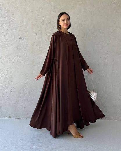 Elegant decorated Ruffled Sided Open Abaya