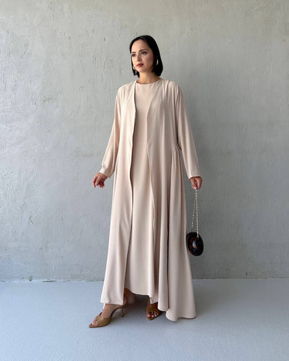 Elegant decorated Ruffled Sided Open Abaya