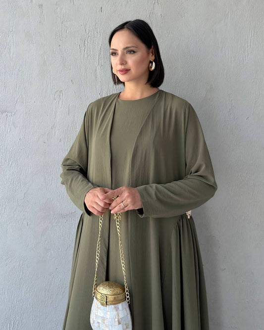 Elegant decorated Ruffled Sided Open Abaya