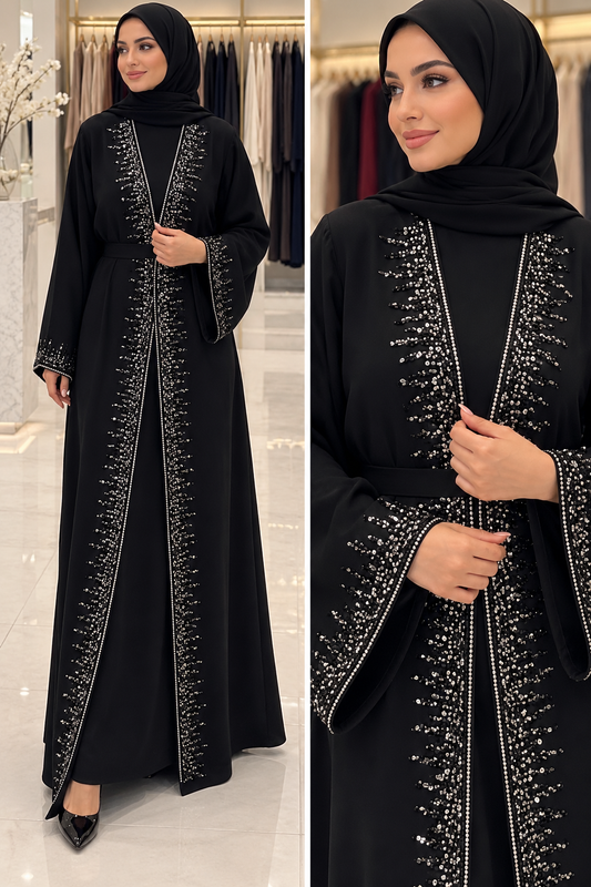 Embellished Black abaya set