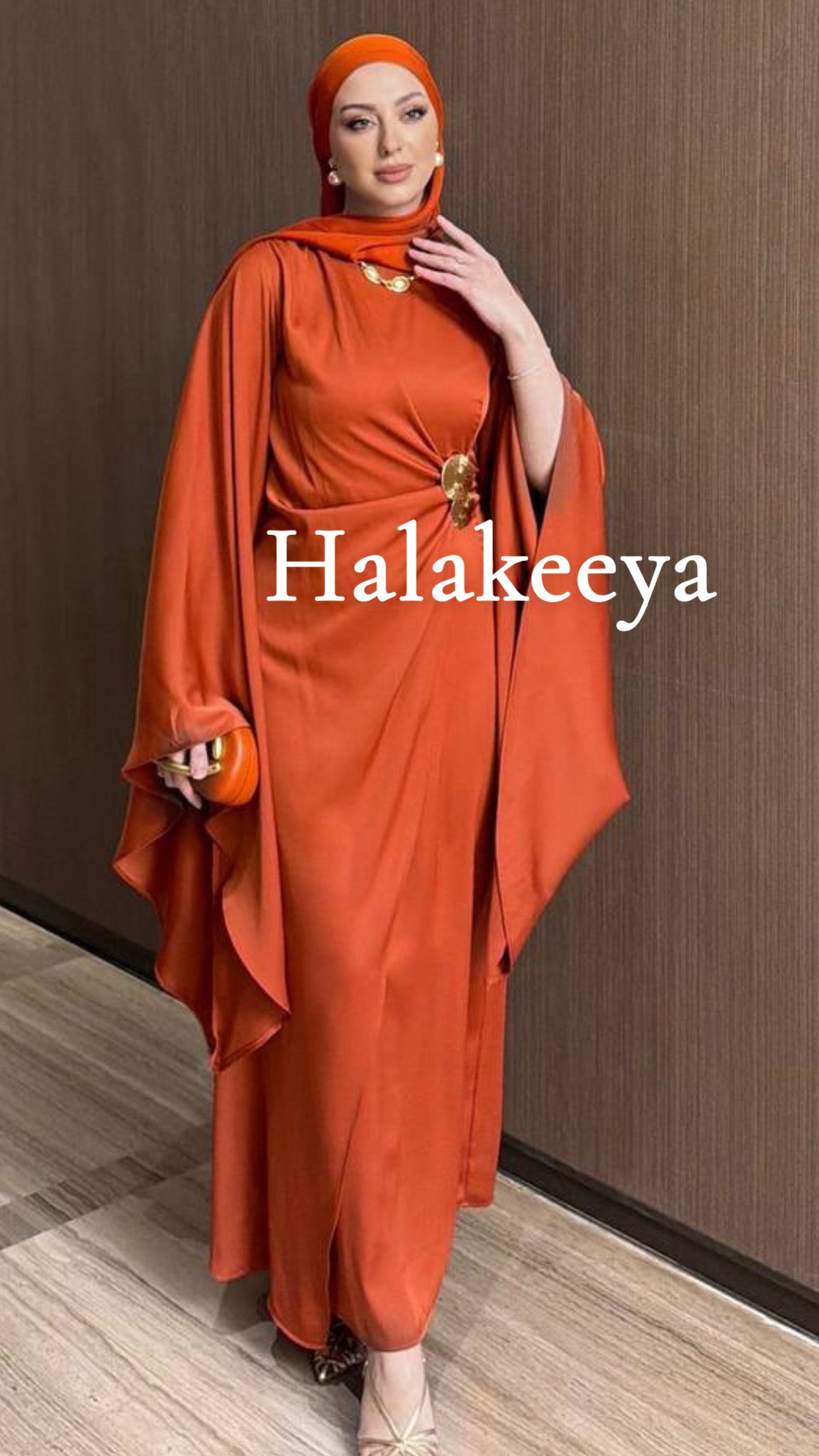 Elegant Satin Wide-Sleeve Maxi Dress