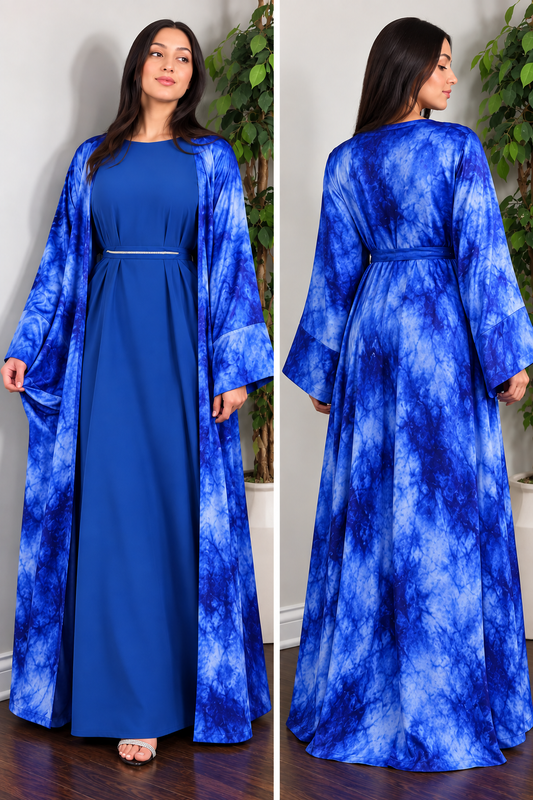 Tie-dyed with crystal Abaya set