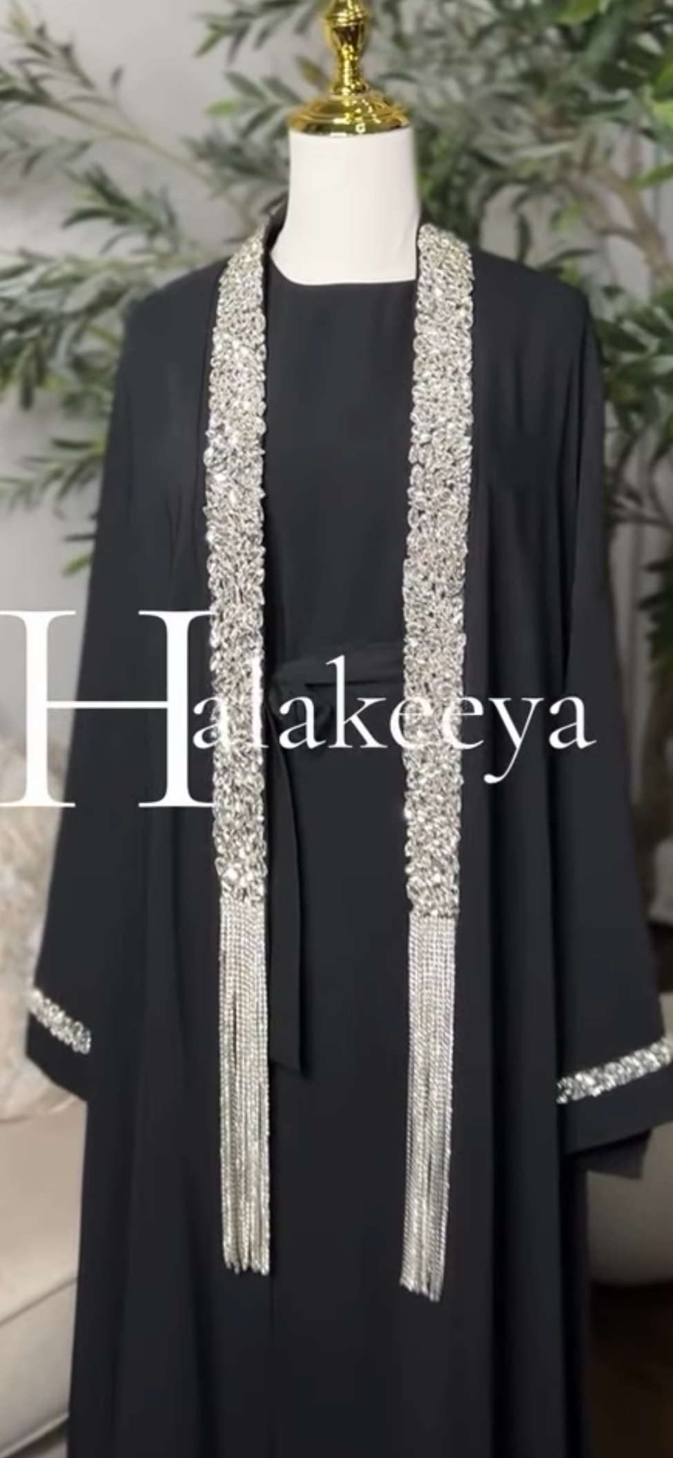 luxury 3-piece embellished crystal abaya Set