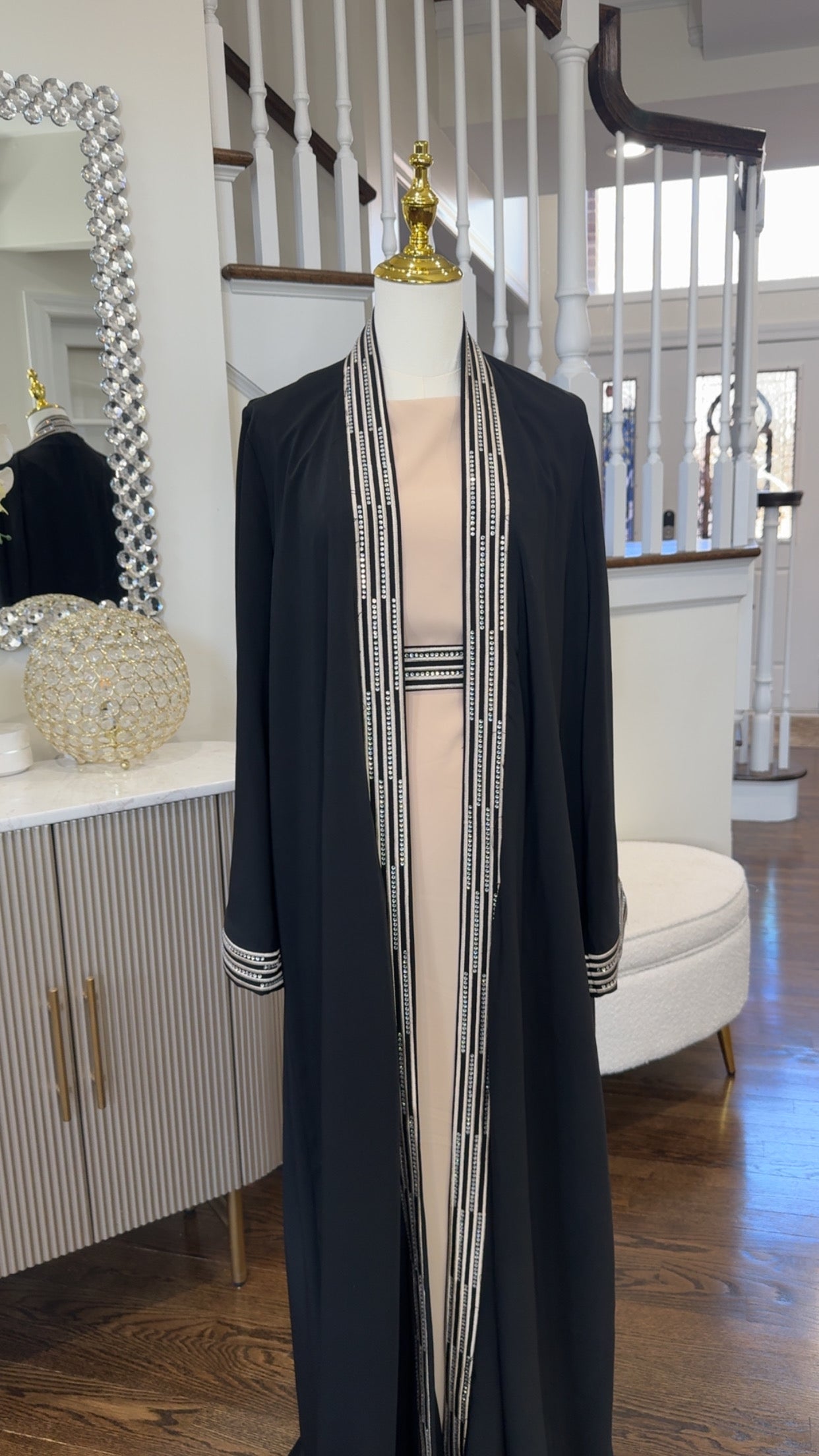 Embroidered & embellished Black Abaya Set