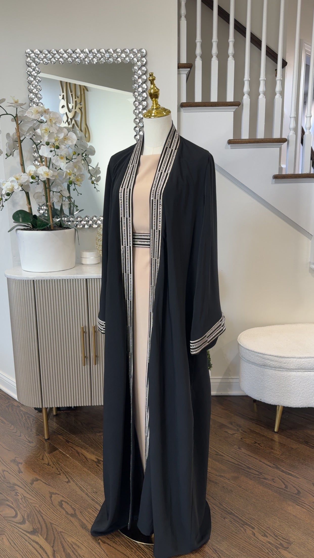 Embroidered & embellished Black Abaya Set