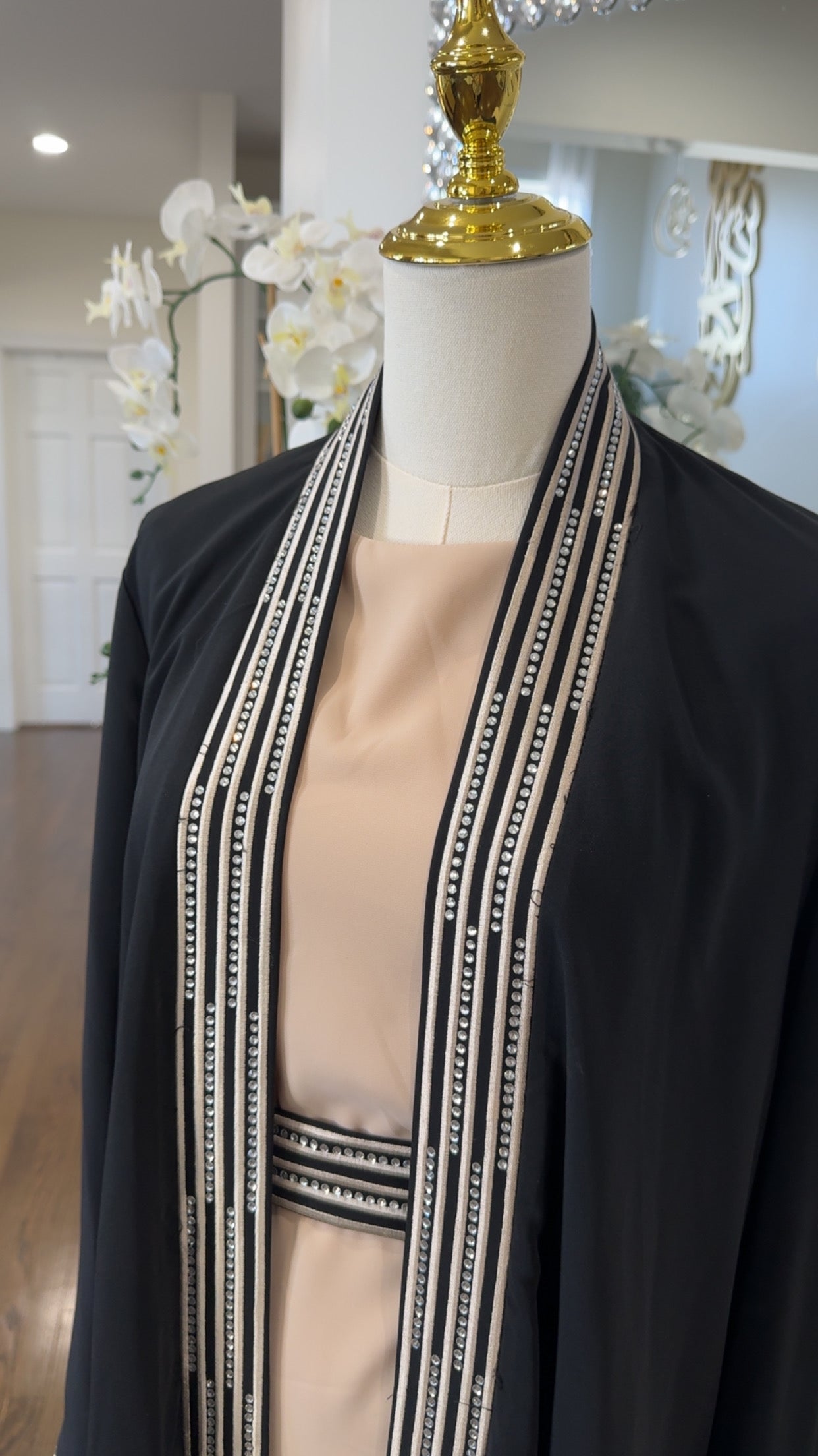 Embroidered & embellished Black Abaya Set