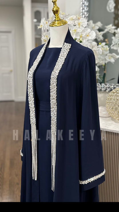 luxury 3-piece embellished crystal abaya