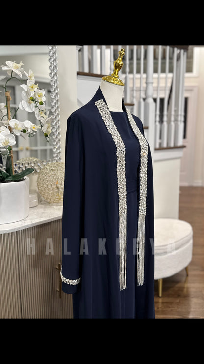 luxury 3-piece embellished crystal abaya