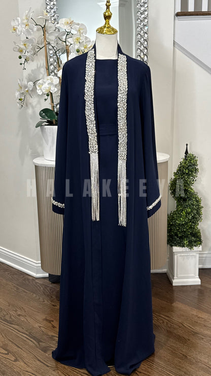 luxury 3-piece embellished crystal abaya