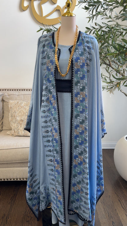 Luxurious embroidered Tatreez Butterfly Thobe Abaya set