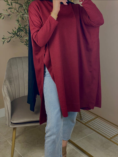 Long Sleeve Loose Casual Side Split Tunic Top Shirt