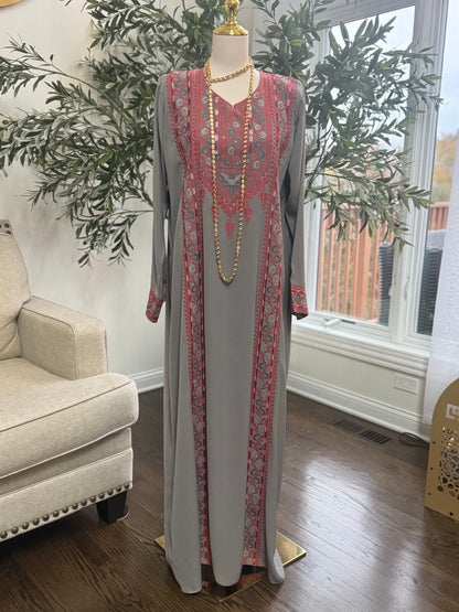 embroidered Tatreez Palestinian gray Thobe