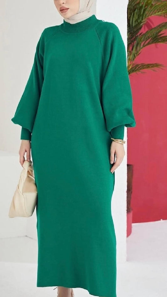 Greeen Maxi sweatshirt knitwear Long Bell Sleeves dress winter dress