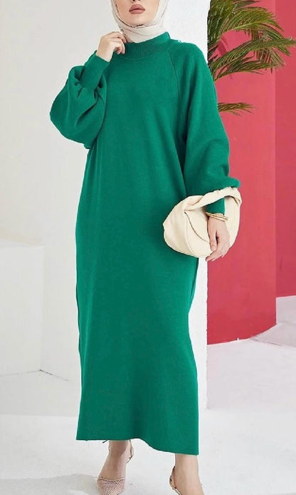 Greeen Maxi sweatshirt knitwear Long Bell Sleeves dress winter dress