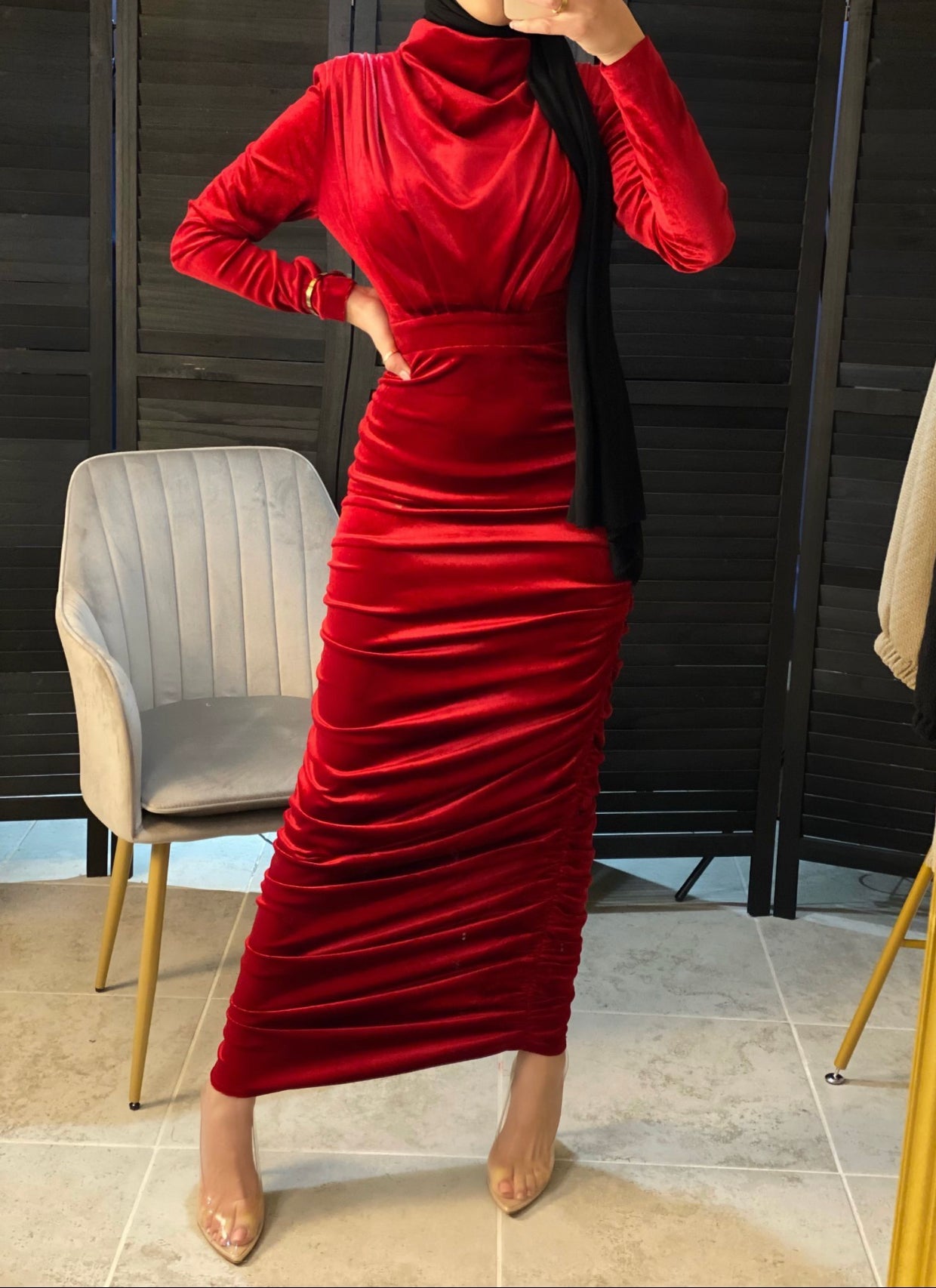 Velvet Maxi Evening Dress
